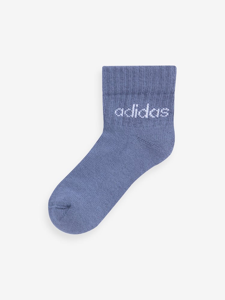 adidas White Kids Linear Ankle Socks 5 Pairs - Image 2 of 6