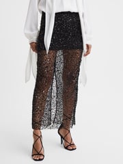 Anna Quan Embellished Netted Midi Skirt - Image 3 of 6