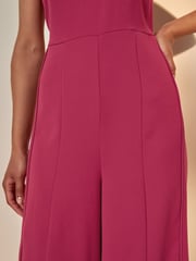 Pink Sleeveless Wide Leg Crepe Jumpsuit - Image 3 of 5