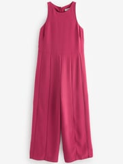 Pink Sleeveless Wide Leg Crepe Jumpsuit - Image 4 of 5