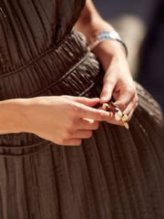Brown Beaded Detail Crinkle Satin Bandeau Dress - Image 5 of 7
