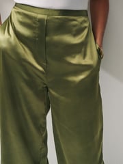 Green Satin Elasticated Wide Leg Trousers - Image 4 of 4