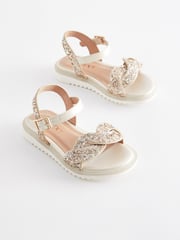 Ivory Cream Glitter Occasion Sandals - Image 1 of 6