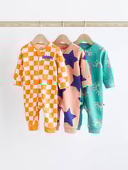 Multi Baby Footless Sleepsuit With Zip 3 Pack (0-3yrs) - Image 1 of 13