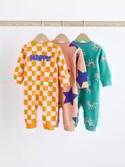 Multi Baby Footless Sleepsuit With Zip 3 Pack (0-3yrs) - Image 2 of 13