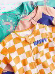 Multi Baby Footless Sleepsuit With Zip 3 Pack (0-3yrs) - Image 9 of 13
