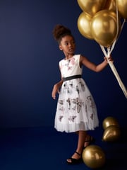 Butterfly Embroidered Mesh Tie Back Party Dress (3-16yrs) - Image 2 of 8