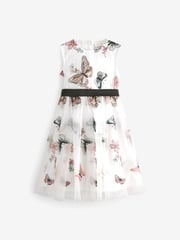 Butterfly Embroidered Mesh Tie Back Party Dress (3-16yrs) - Image 6 of 8