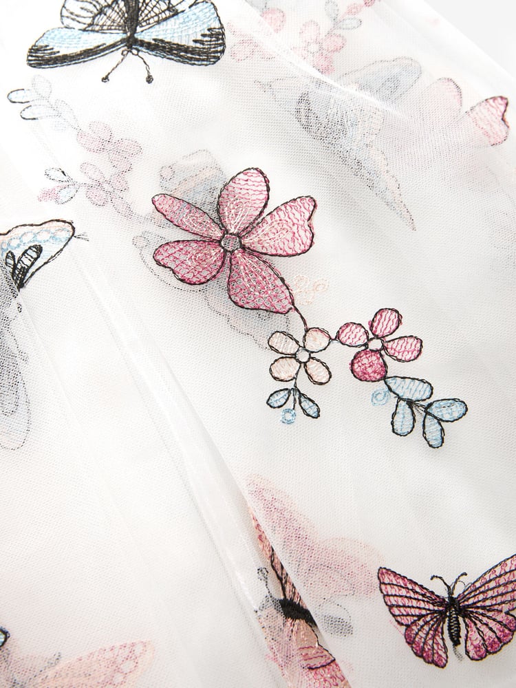 Butterfly Embroidered Mesh Tie Back Party Dress (3-16yrs) - Image 8 of 8