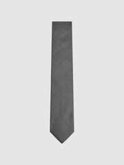 Reiss Charcoal Ceremony Textured Silk Blend Tie - Image 1 of 6