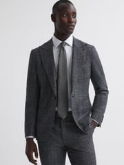 Reiss Charcoal Ceremony Textured Silk Blend Tie - Image 2 of 6