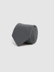 Reiss Charcoal Ceremony Textured Silk Blend Tie - Image 3 of 6