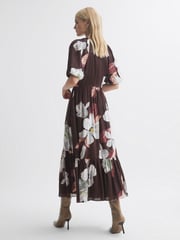 Florere Linen Silk Puff Sleeve Midi Dress - Image 4 of 6