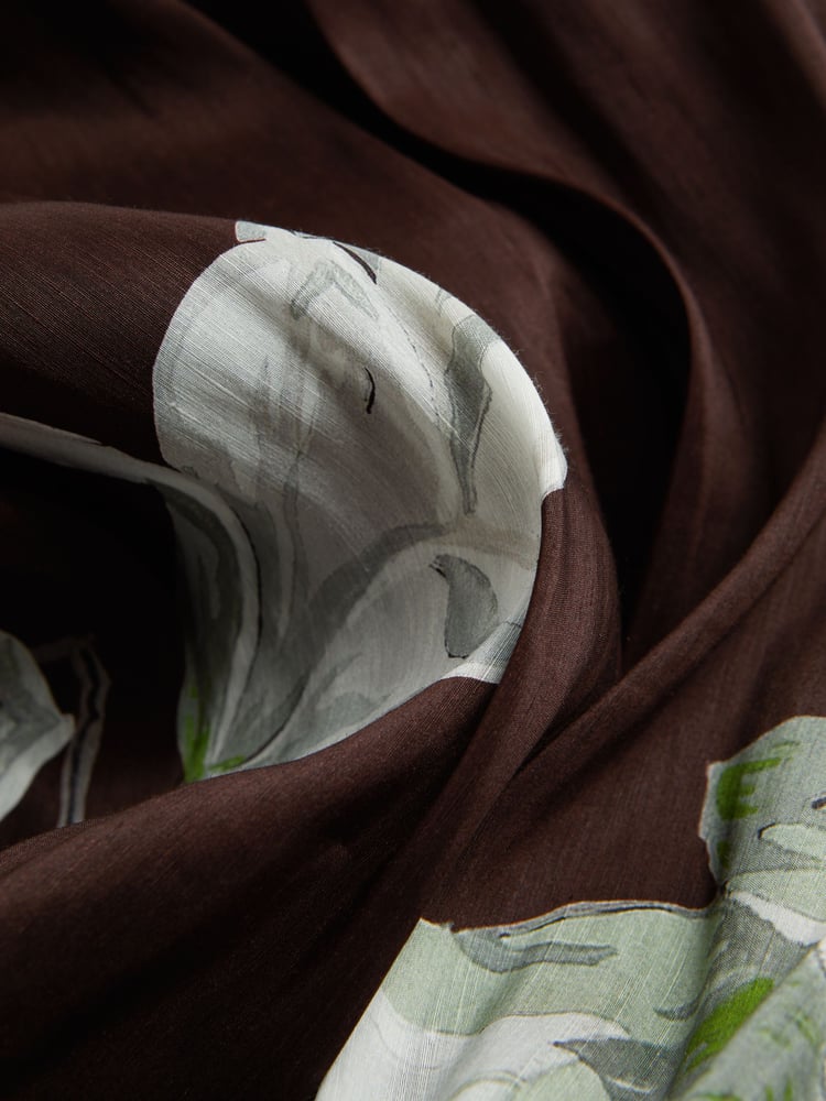 Florere Linen Silk Puff Sleeve Midi Dress - Image 6 of 6