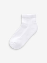 White Cropped Length Cotton Rich Cushioned Footbed Ribbed Ankle Socks 5 Pack - Image 3 of 6