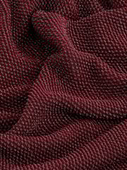 Berry Red Crochet Mesh Sparkle Sheer Long Sleeve Midi Length Dress - Image 6 of 6