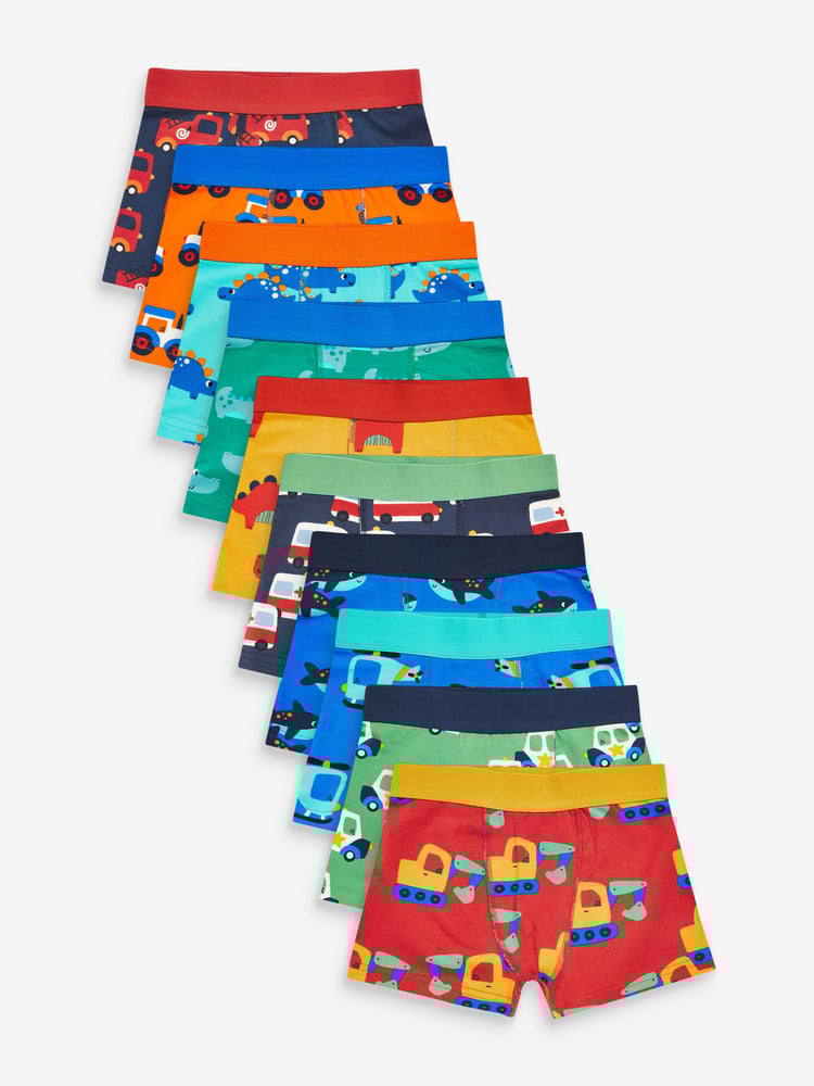 Bright Primary Print Trunks 10 Pack (1.5-16yrs) - Image 1 of 13