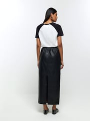 River Island Black Faux Leather Elasticated Maxi Skirt - Image 3 of 8