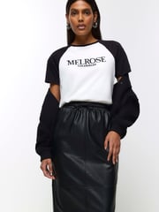 River Island Black Faux Leather Elasticated Maxi Skirt - Image 5 of 8