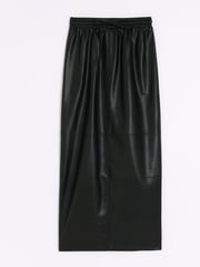 River Island Black Faux Leather Elasticated Maxi Skirt - Image 7 of 8
