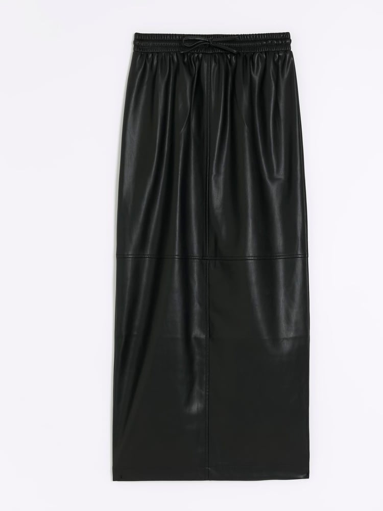 River Island Black Faux Leather Elasticated Maxi Skirt - Image 8 of 8