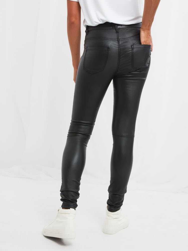 Joe Browns Black Essentials Zip Detail Faux Leather Trousers - Image 2 of 4