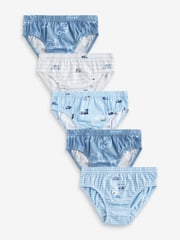 Blue Vehicle Print 100% Cotton Briefs 5 Pack (1.5-10yrs) - Image 1 of 8