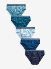 Blue Jacquard waistband 100% Cotton Briefs 5 Pack (1.5-16yrs) - Image 1 of 8