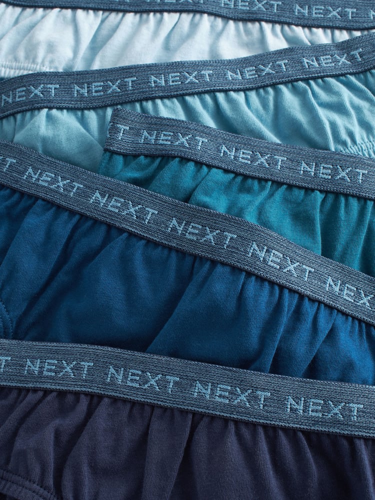 Blue Jacquard waistband 100% Cotton Briefs 5 Pack (1.5-16yrs) - Image 8 of 8