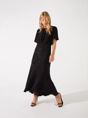 Ro&Zo Black Honor Jacquard Bias Cut Midi Dress - Image 1 of 4