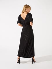 Ro&Zo Black Honor Jacquard Bias Cut Midi Dress - Image 2 of 4