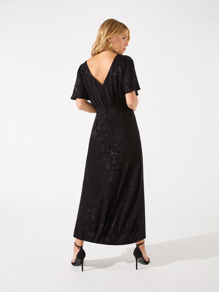 Ro&Zo Black Honor Jacquard Bias Cut Midi Dress - Image 2 of 4