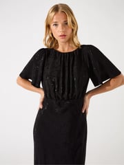 Ro&Zo Black Honor Jacquard Bias Cut Midi Dress - Image 3 of 4