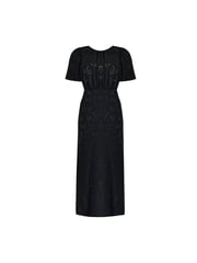 Ro&Zo Black Honor Jacquard Bias Cut Midi Dress - Image 4 of 4