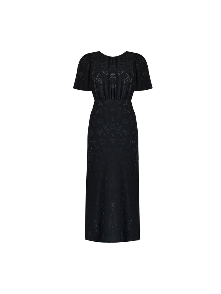 Ro&Zo Black Honor Jacquard Bias Cut Midi Dress - Image 4 of 4