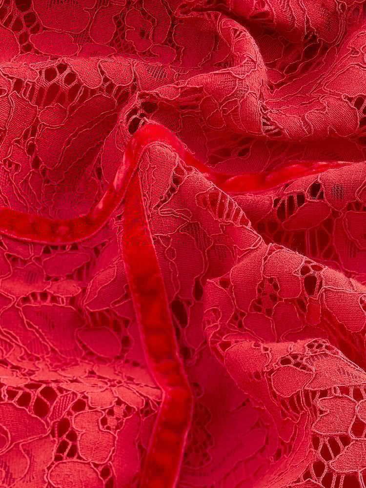 Red Lace Dobby Mix Short Sleeve Blouse - Image 6 of 6