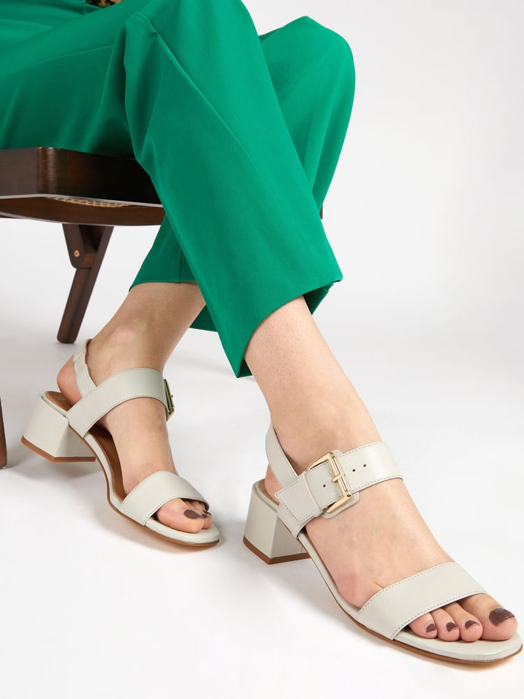 Jones Bootmaker Kassidy Single Strap White Heels - Image 1 of 6