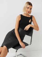 SPANX® Faux Leather Black Tummy Control Pencil Skirt - Image 3 of 5