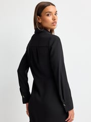 Black Asymmetric Crepe Mini Dress - Image 3 of 6