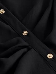 Black Asymmetric Crepe Mini Dress - Image 6 of 6