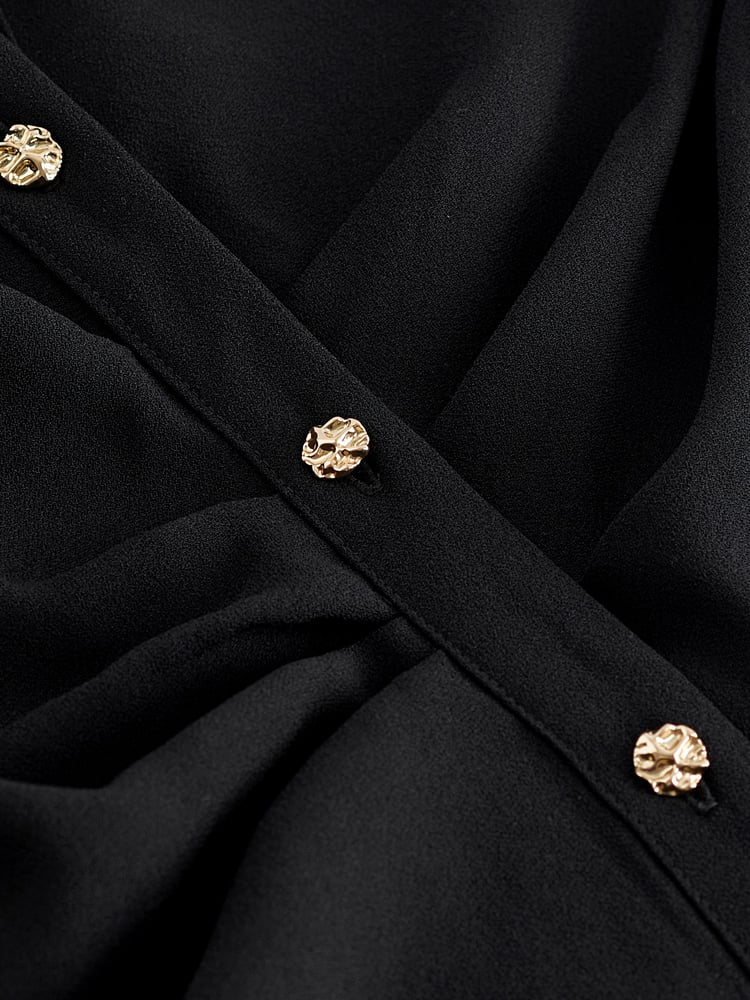 Black Asymmetric Crepe Mini Dress - Image 6 of 6