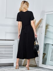Jolie Moi Black Angel Sleeve Jersey Maxi Dress - Image 2 of 5
