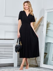 Jolie Moi Black Angel Sleeve Jersey Maxi Dress - Image 3 of 5