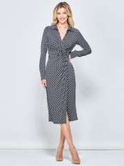 Jolie Moi Black Wrap Twist Detail Midi Shirt Dress - Image 3 of 6
