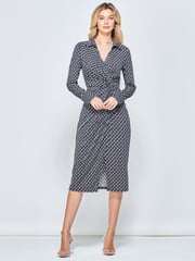 Jolie Moi Black Wrap Twist Detail Midi Shirt Dress - Image 4 of 6