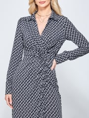 Jolie Moi Black Wrap Twist Detail Midi Shirt Dress - Image 5 of 6