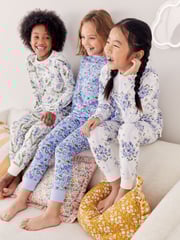 Blue/White Bluebell 100% Cotton Floral Snuggle Pyjamas 3 Pack (9mths-16yrs) - Image 1 of 9