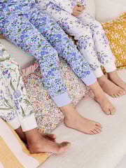 Blue/White Bluebell 100% Cotton Floral Snuggle Pyjamas 3 Pack (9mths-16yrs) - Image 5 of 9
