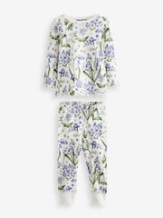 Blue/White Bluebell 100% Cotton Floral Snuggle Pyjamas 3 Pack (9mths-16yrs) - Image 6 of 9