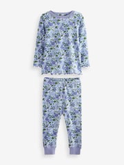Blue/White Bluebell 100% Cotton Floral Snuggle Pyjamas 3 Pack (9mths-16yrs) - Image 8 of 9